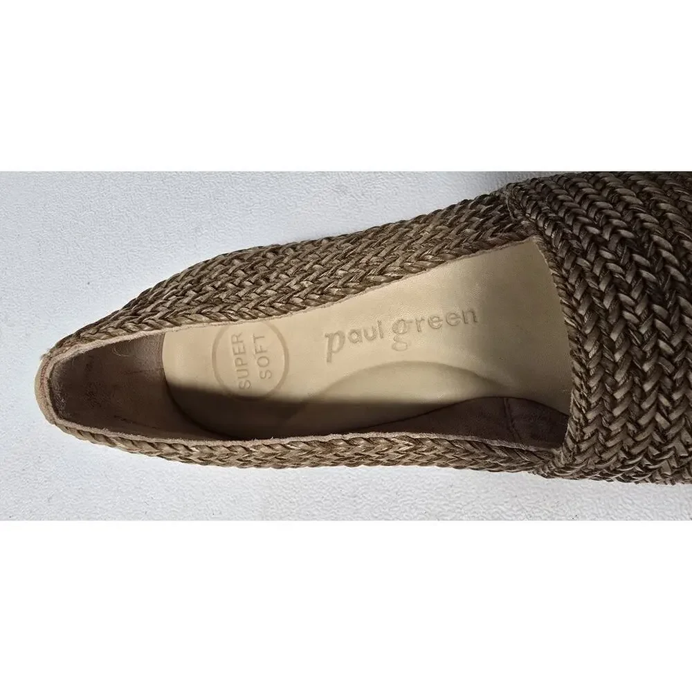 Paul Green Lori Slip On Espadrilles Tan Woven Comfort Shoes Women's US 6/UK 3.5